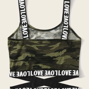 Crisscross camo crop top tank